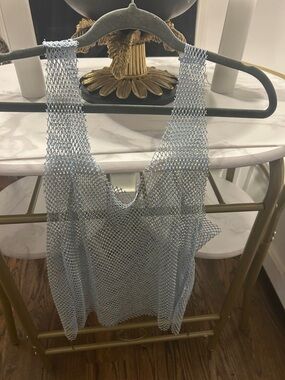 Light Blue Mesh Tank Camisole